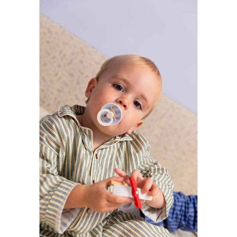 slide 4 of 10, Bibs Pacifier Gift Set 0-24m - Dusty Blue Stripe, 1 ct