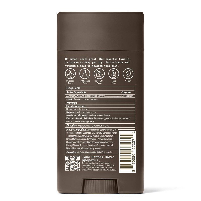 slide 10 of 10, Papatui Men's Sweat and Odor Control 48-Hour Protection Solid Antiperspirant Deodorant - Vanilla Shea - 2.6oz, 2.6 oz