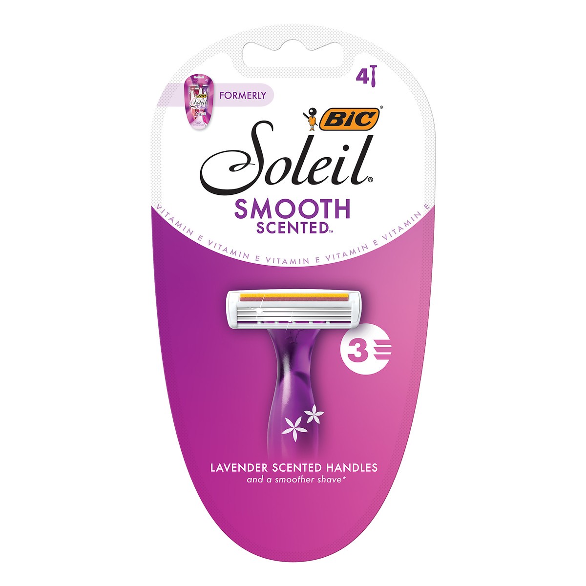 slide 1 of 3, BIC Soleil Smooth Womens Razors With Lavender Scented Handles, 4 ct
