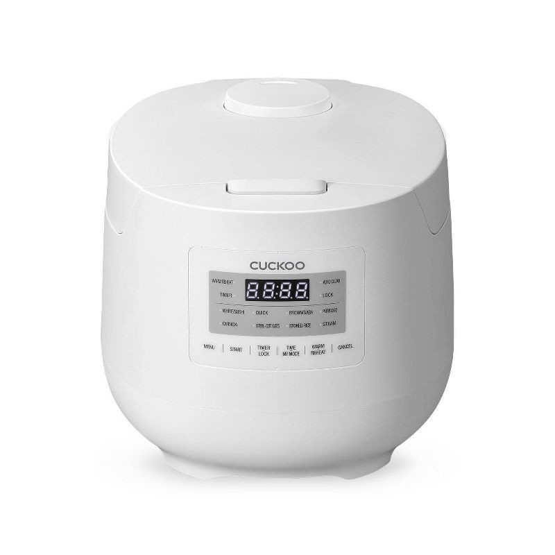 slide 1 of 5, CUCKOO 6-Cup Micom Rice Cooker and Warmer White: 11 Settings, Automatic Keep Warm, Dishwasher-Safe Parts, Timer, 580W, 1 ct
