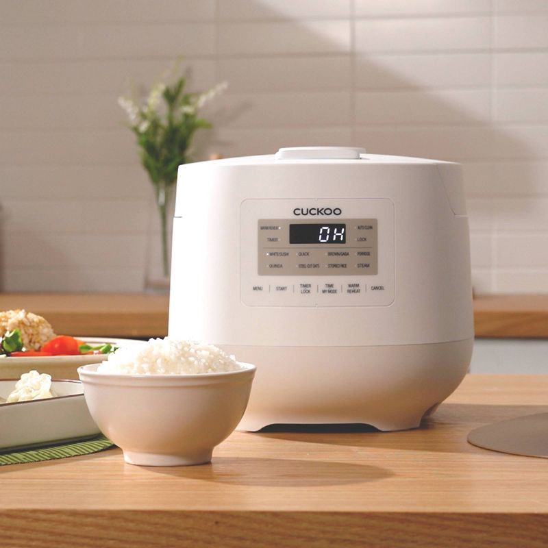 slide 5 of 5, CUCKOO 6-Cup Micom Rice Cooker and Warmer White: 11 Settings, Automatic Keep Warm, Dishwasher-Safe Parts, Timer, 580W, 1 ct