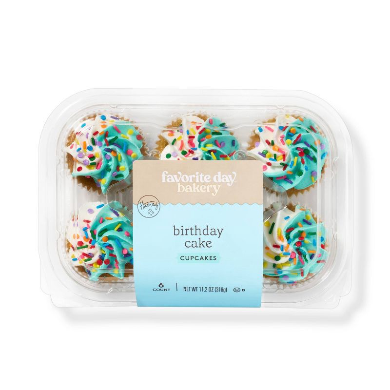 slide 1 of 3, Classic Birthday Cake Cupcakes - 11.2oz/6ct - Favorite Day™, 6 ct; 11.2 oz
