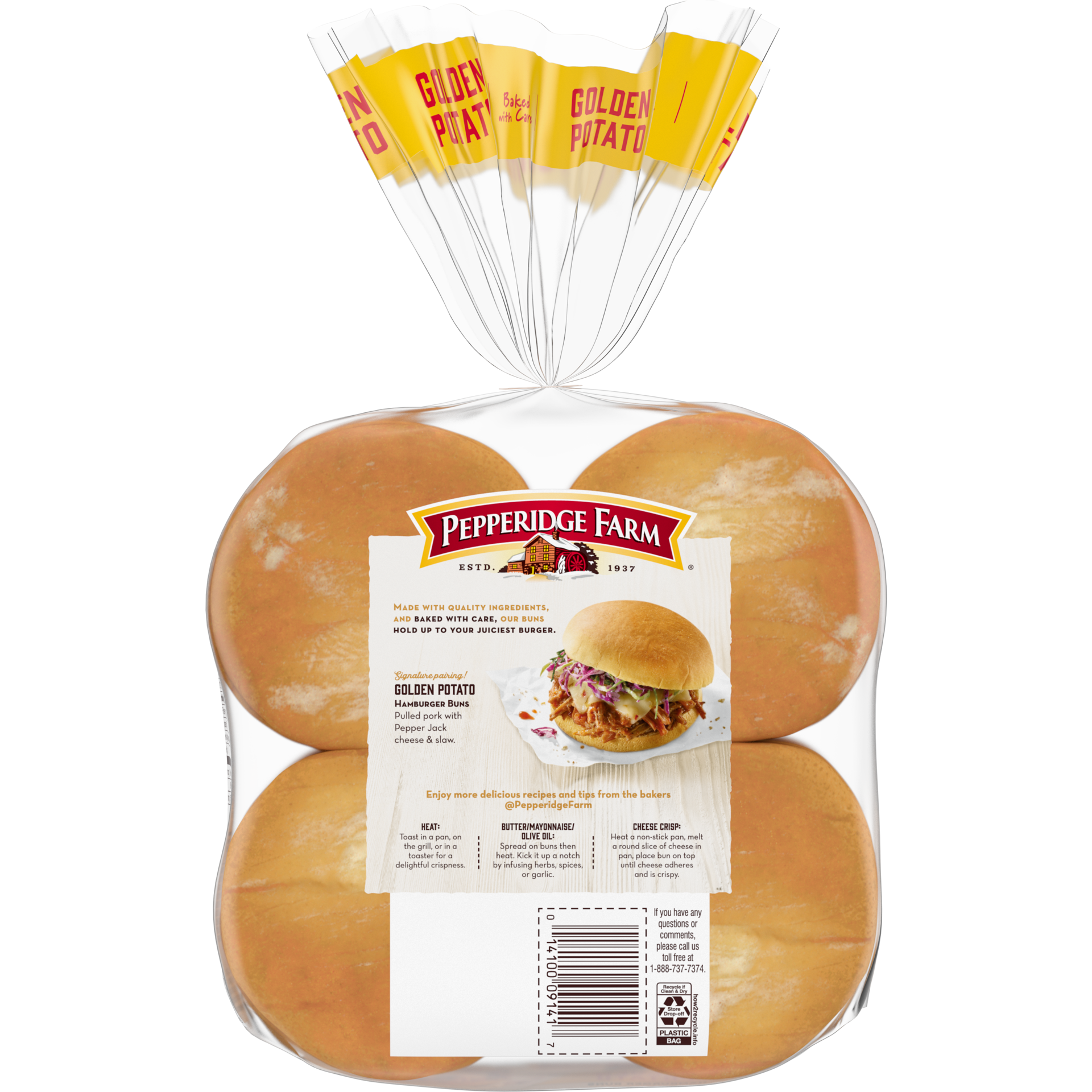 slide 2 of 5, Pepperidge Farm Golden Potato Hamburger Buns, 8-Pack Bag, 15 oz