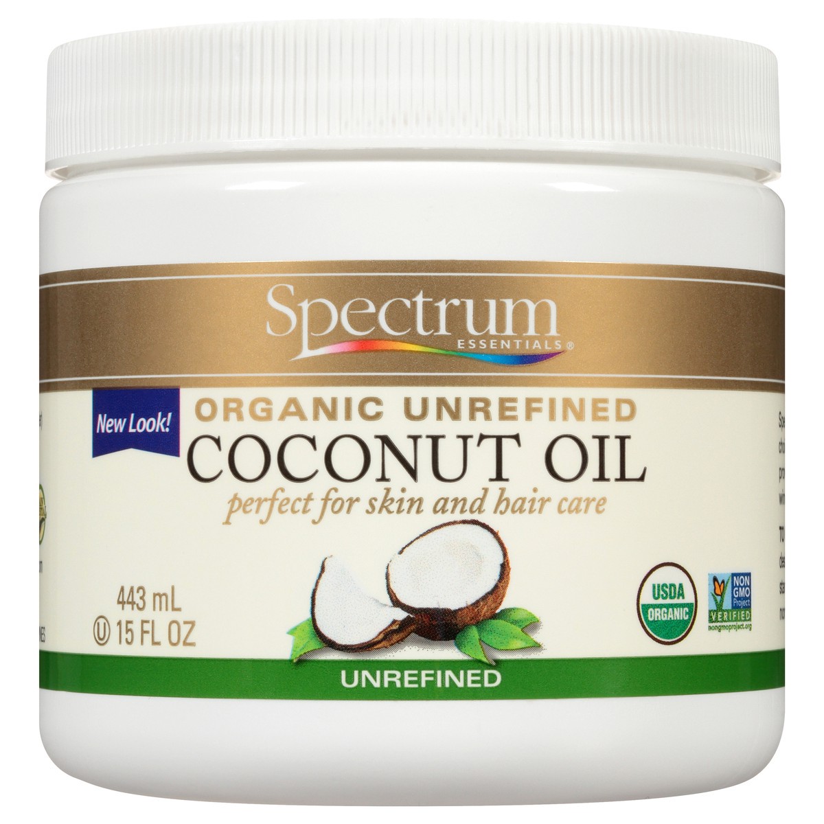 slide 1 of 7, Spectrum Essentials Organic Unrefined Coconut Oil, 15 fl oz