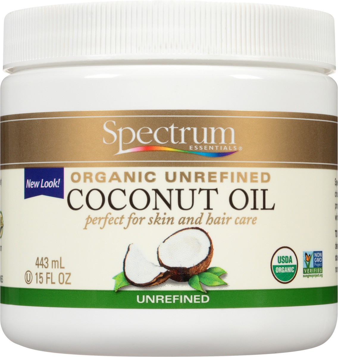 slide 4 of 7, Spectrum Essentials Organic Unrefined Coconut Oil, 15 fl oz