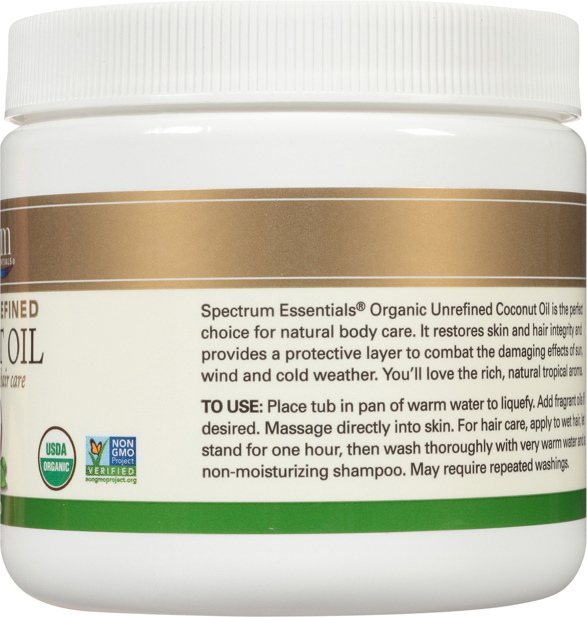 slide 6 of 7, Spectrum Essentials Organic Unrefined Coconut Oil, 15 fl oz