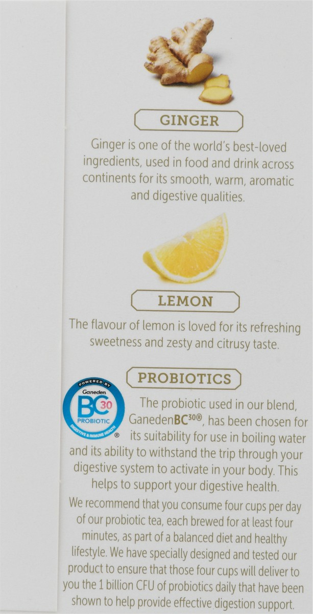 slide 10 of 12, Twinings Caffeine-Free Lemon Ginger with Probiotics Flavoured Herbal Tea 18 Tea Bags, 18 ct