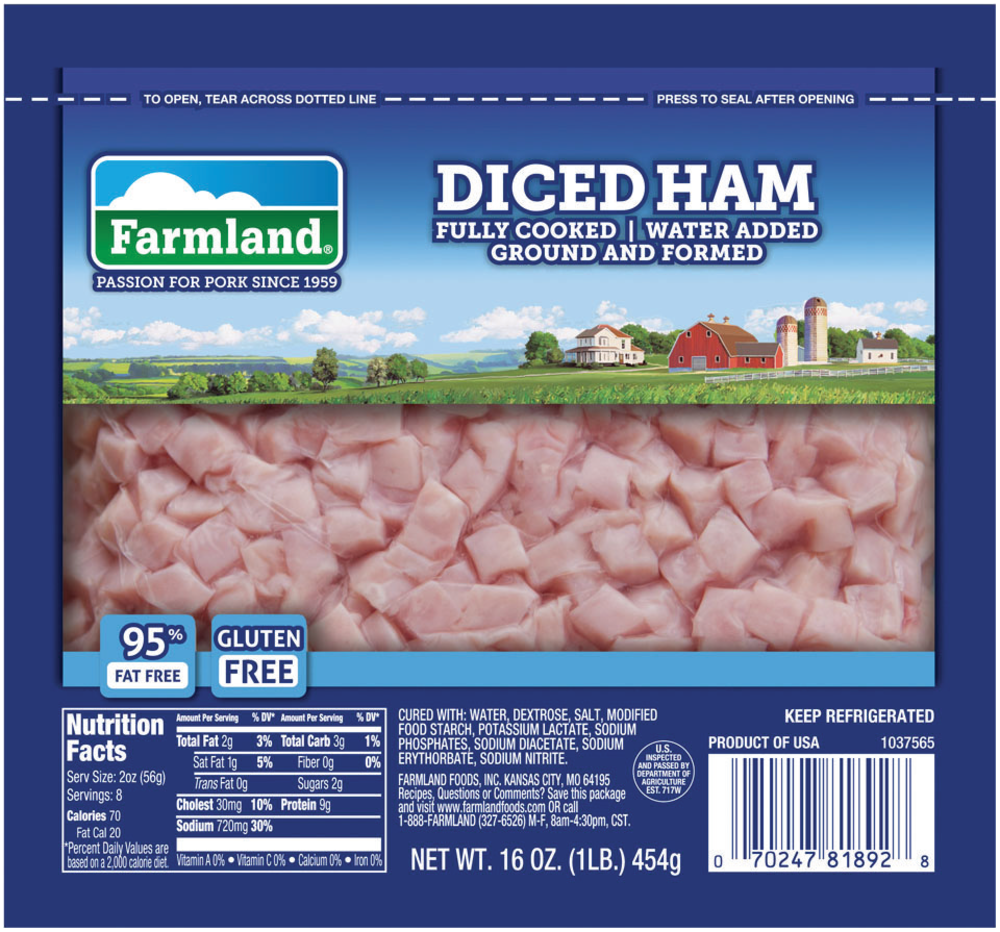 slide 1 of 1, Farmland Diced Ham, 16 oz