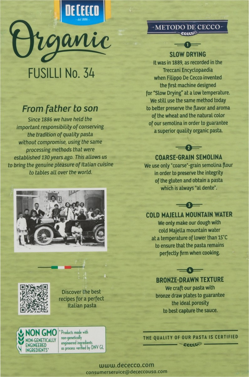 slide 12 of 13, De Cecco Organic Pasta Fusilli, 12 oz