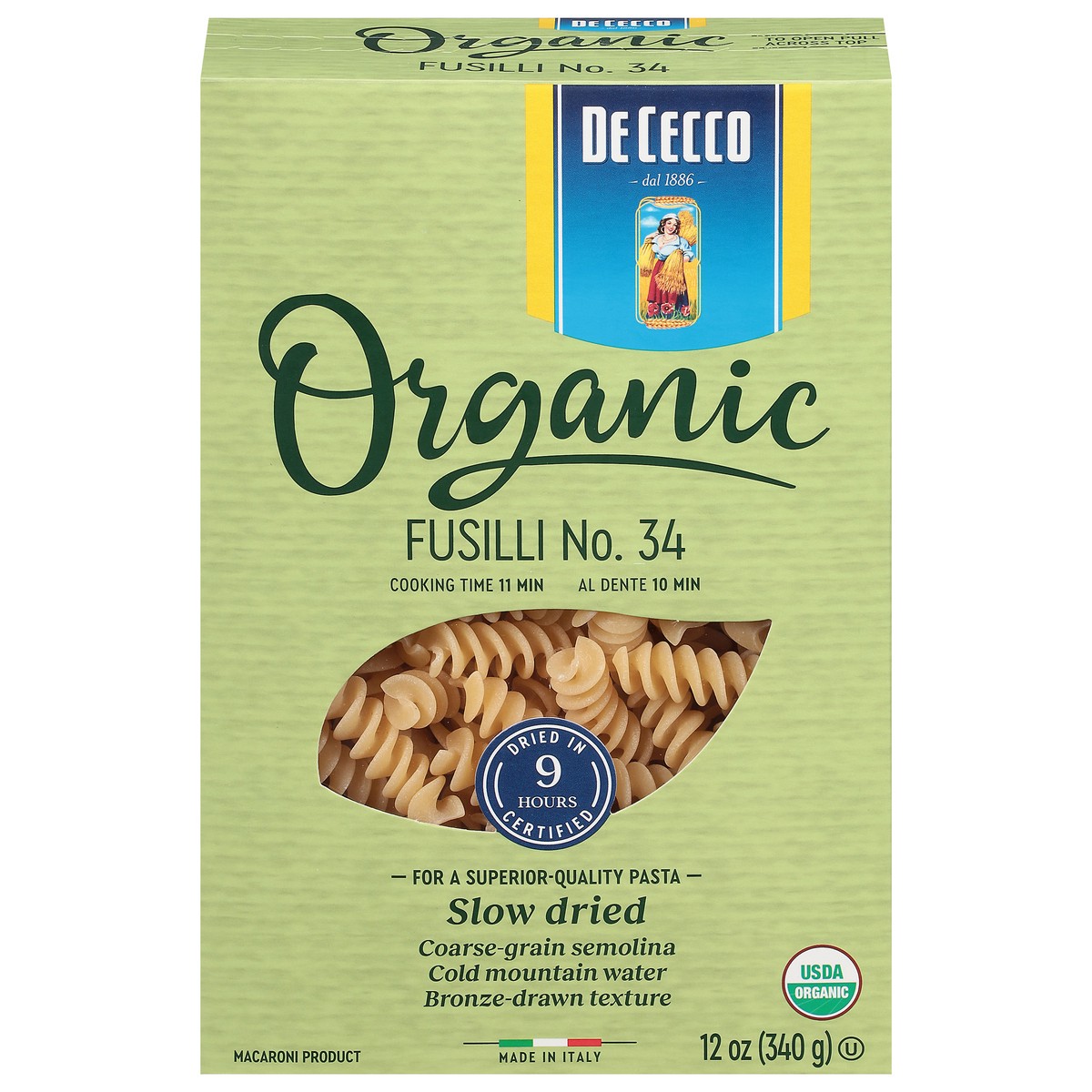 slide 1 of 13, De Cecco Organic Pasta Fusilli, 12 oz