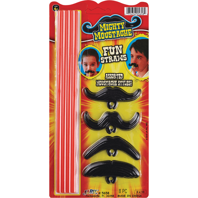 slide 1 of 1, Mighty Organic Moustache Assorted Moustache Style Fun Straws, 1 ct