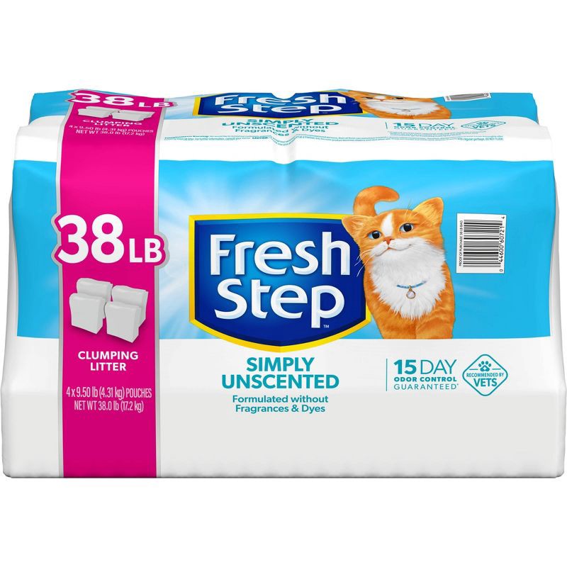 slide 2 of 16, Fresh Step Simply Unscented Clumping Cat Litter - 38lbs, 38 lb