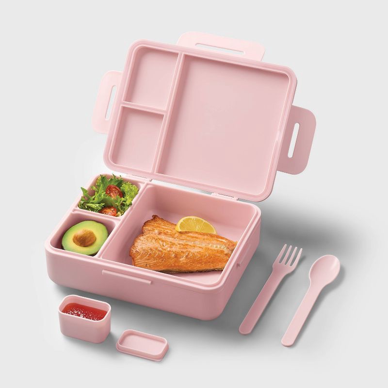 slide 2 of 3, Adult Bento Boxes - All In Motion™ Pink: Recycled Polypropylene Lunch Container, 1 ct