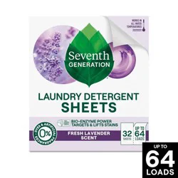 Seventh Generation Laundry Detergent Sheets - Fresh Lavender - 32ct: Box, Dye-Free, 64 Uses