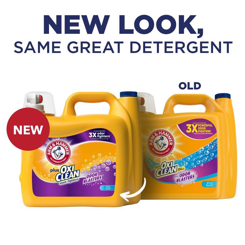 slide 3 of 10, Arm & Hammer Plus Oxi Clean Stain Fighter Odor Blasters HE Liquid Laundry Detergent 160 Loads - 208 fl oz, 208 fl oz