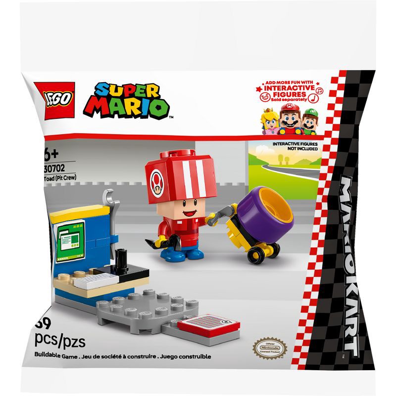 slide 4 of 5, LEGO Super Mario Kart - Toad (Pit Crew) Building Toy 30702, 1 ct