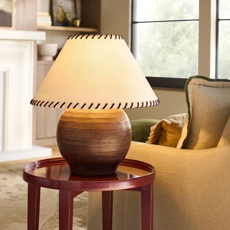 slide 2 of 5, Threshold designed w/Studio McGee Large Earthy Table Lamp with Whipstitch Shade - Threshold™ designed with Studio McGee, 1 ct