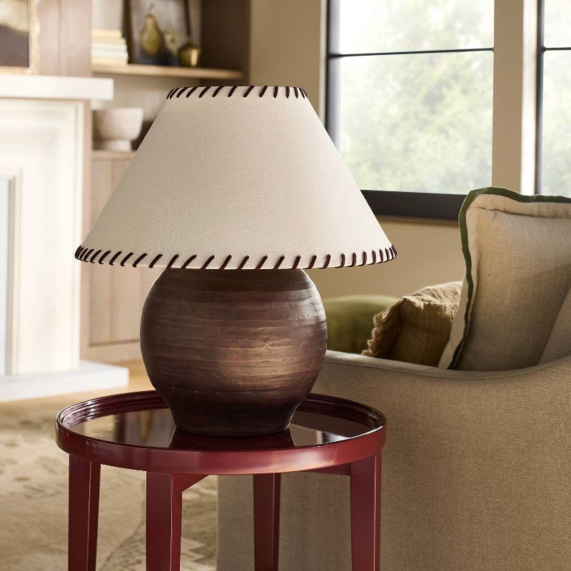 slide 3 of 5, Threshold designed w/Studio McGee Large Earthy Table Lamp with Whipstitch Shade - Threshold™ designed with Studio McGee, 1 ct