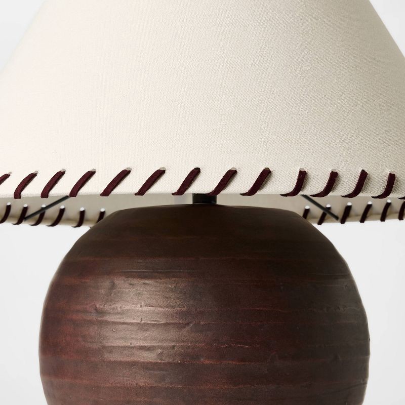 slide 4 of 5, Threshold designed w/Studio McGee Large Earthy Table Lamp with Whipstitch Shade - Threshold™ designed with Studio McGee, 1 ct