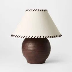 Threshold designed w/Studio McGee Large Earthy Table Lamp with Whipstitch Shade - Threshold™ designed with Studio McGee