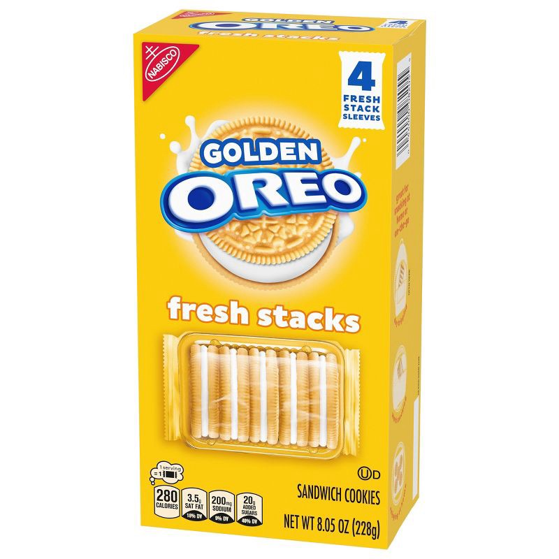 slide 10 of 15, Oreo Fresh Stacks Golden Sandwich Cookies Travel Snacks - 8.05oz, 8.05 oz