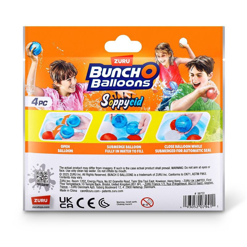 slide 9 of 9, Bunch O Balloons Reusable Water Balloons 4pk- Red/White/Blue: Pool Games for Kids, 4 ct