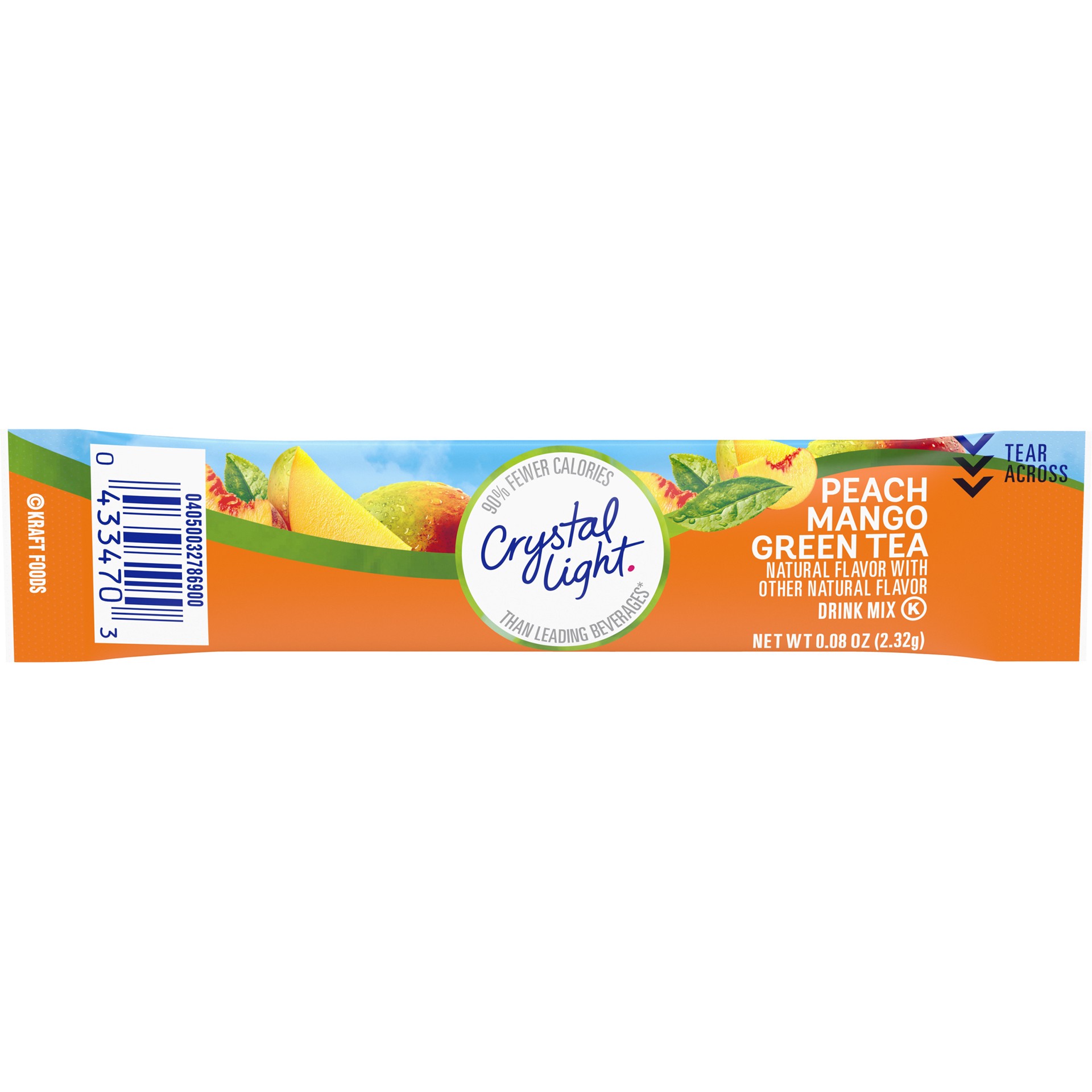 slide 1 of 10, Crystal Light On-The-Go Sugar Free Peach Mango Green Tea Powdered Drink Mix, Low Caffeine, 0.08 oz Packet, 0.08 oz