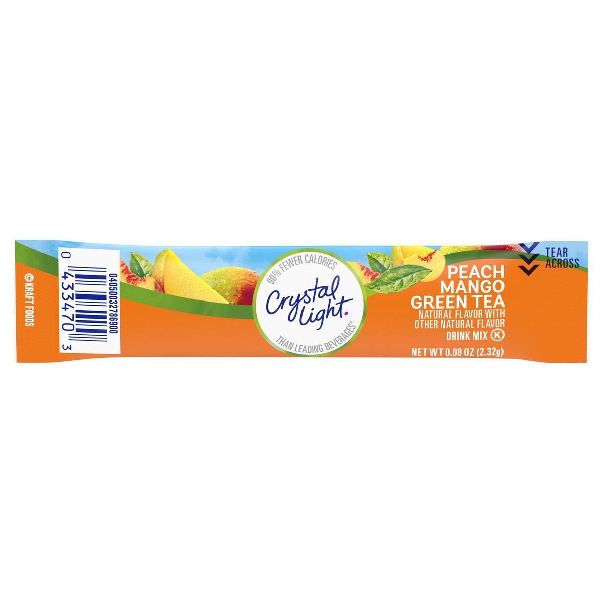 slide 1 of 10, Crystal Light On-The-Go Sugar Free Peach Mango Green Tea Powdered Drink Mix, Low Caffeine, 0.08 oz Packet, 0.08 oz