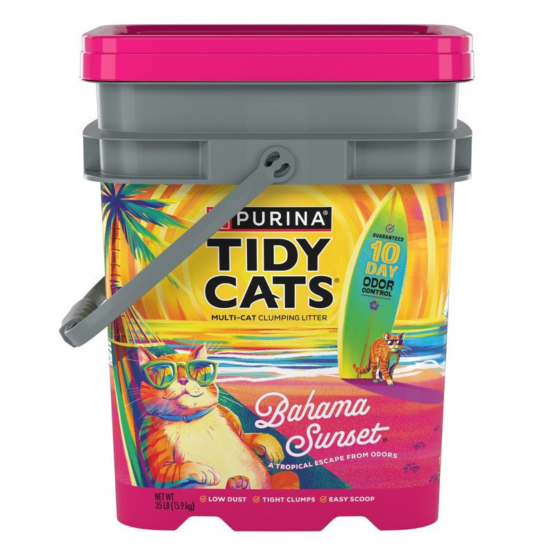 slide 1 of 9, Tidy Cats Bahama Sunset Clumping Scented Low Dust Cat Litter - 35lbs, 35 lb