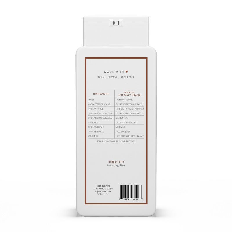 slide 11 of 12, Native Body Wash for Men - Coconut & Vanilla - Sulfate Free - 18 fl oz, 18 fl oz
