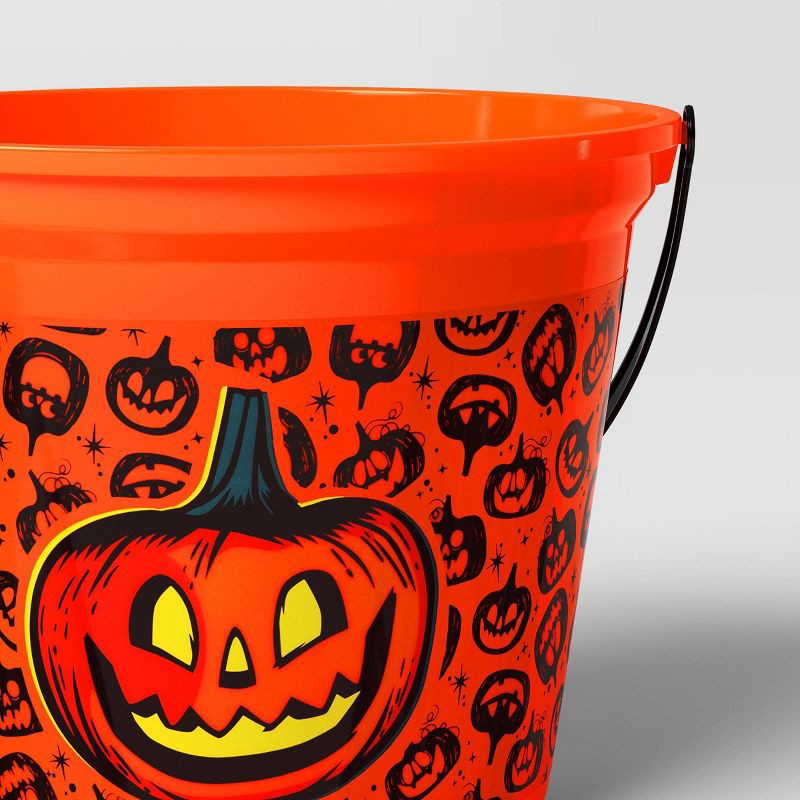 slide 4 of 4, 7.64" Jack Halloween Plastic Trick or Treat Pail Orange - Hyde and EEK! Boutique™, 1 ct