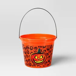 7.64" Jack Halloween Plastic Trick or Treat Pail Orange - Hyde and EEK! Boutique™