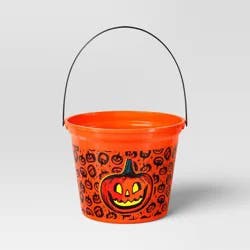 7.64" Jack Halloween Plastic Trick or Treat Pail Orange - Hyde and EEK! Boutique™
