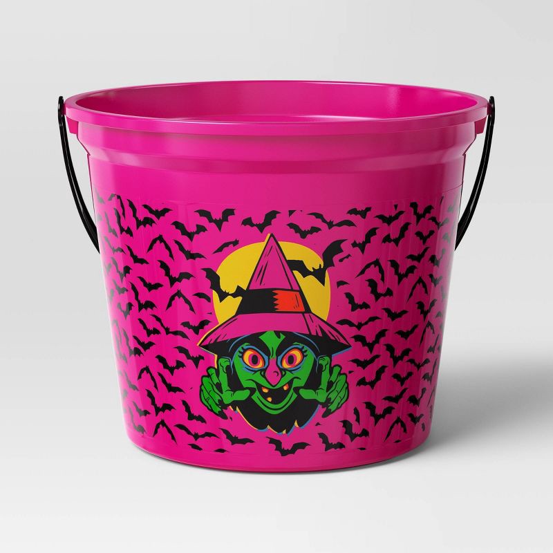 slide 3 of 4, 7.64" Witch Halloween Plastic Trick or Treat Pail Dark Pink - Hyde and EEK! Boutique™, 1 ct