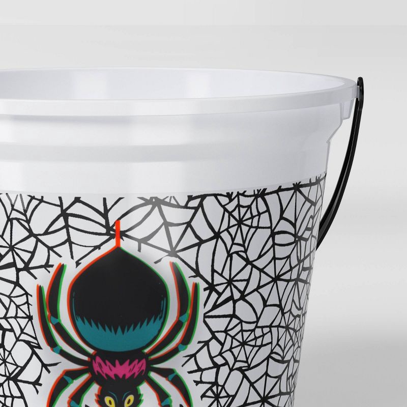 slide 4 of 4, 8" Glow in the Dark Spider Halloween Plastic Trick or Treat Pail White - Hyde and EEK! Boutique™, 1 ct
