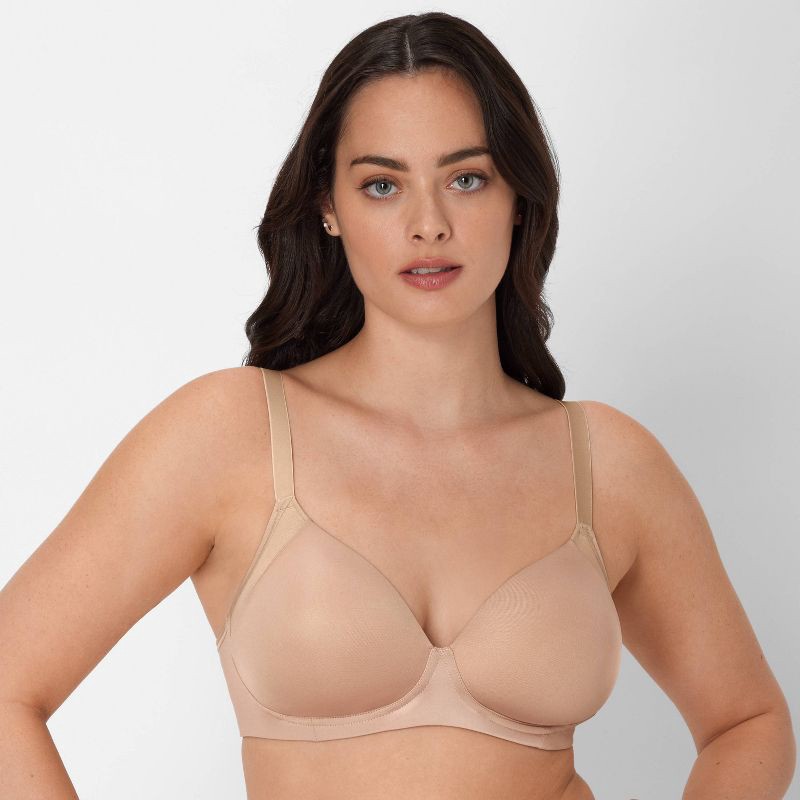 slide 2 of 9, Beauty by Bali Women's 2pk Wirefree T-Shirt Bra DFB170 - Black/Nude 40D: Full Coverage, Adjustable Strap, Stretch Fabric, 2 ct