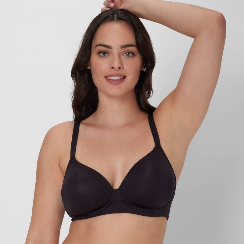 slide 6 of 9, Beauty by Bali Women's 2pk Wirefree T-Shirt Bra DFB170 - Black/Nude 40D: Full Coverage, Adjustable Strap, Stretch Fabric, 2 ct