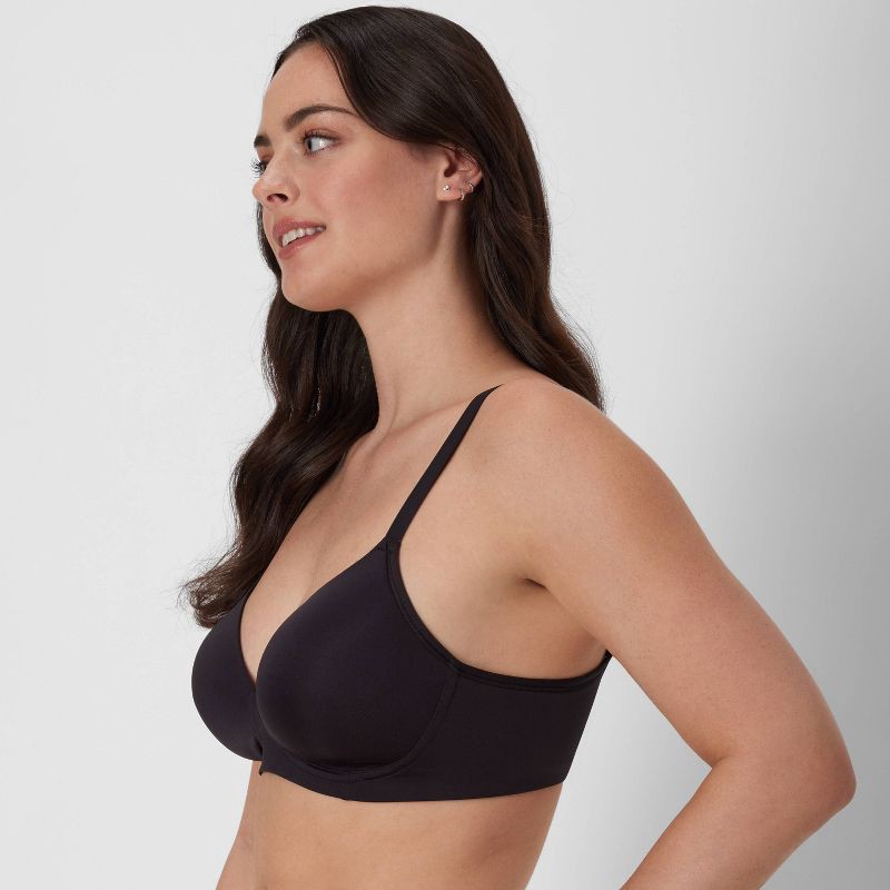slide 7 of 9, Beauty by Bali Women's 2pk Wirefree T-Shirt Bra DFB170 - Black/Nude 40D: Full Coverage, Adjustable Strap, Stretch Fabric, 2 ct