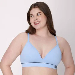 Hanes Originals Women's Ribbed Seamless Contour Bra MHB004 - Sky Blue XL: Nylon-Spandex Blend, Adjustable Straps, Medium Coverage
