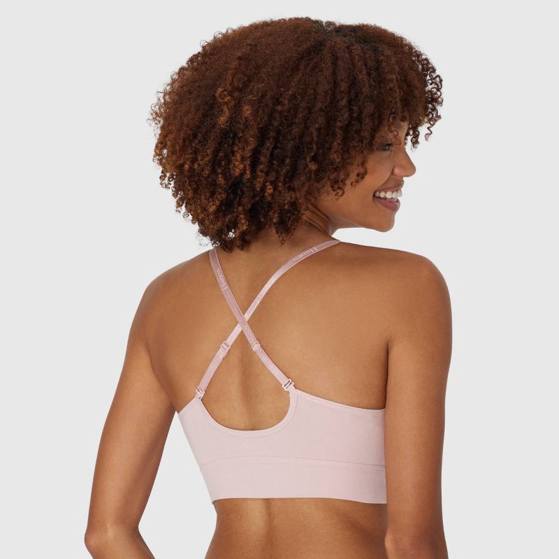 slide 4 of 6, Hanes Originals Women's SuperSoft Longline Triangle Bra MHOT10 - Pink M: Removable Padding, Breathable Fabric, 1 ct