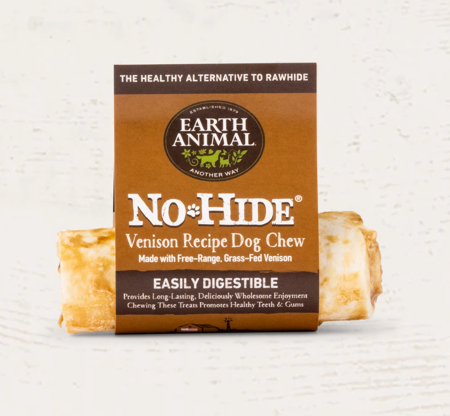 slide 1 of 5, Earth Animal No-Hide Grass-Fed Venison Medium Natural Rawhide Alternative Dog Chew, 1 Count, 1 ct