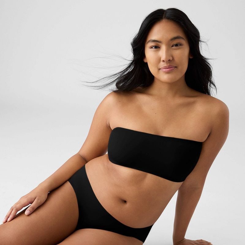 slide 2 of 7, True & Co. Women's Convertible Bandeau Bra - Black L: Removable Wireless Cups, Knit Fabric, 1 ct