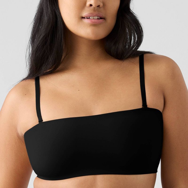 slide 3 of 7, True & Co. Women's Convertible Bandeau Bra - Black L: Removable Wireless Cups, Knit Fabric, 1 ct