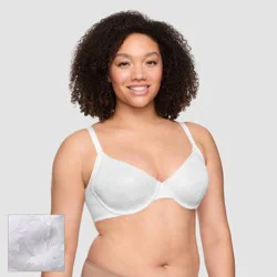 Simply Perfect by Warner's Women's Side and Underarm Smoothing Lace Unlined Bra - White 34D: Medium Support, Adjustable Straps