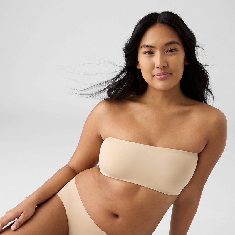 slide 2 of 7, True & Co. Women's Convertible Bandeau Bra - Light Beige L: Nylon Spandex, Removable Wireless Cups, Knit Fabric, 1 ct