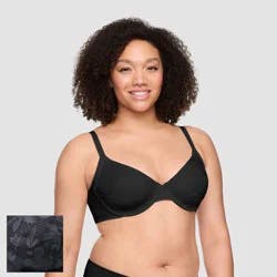 Simply Perfect by Warner's Women's Side and Underarm Smoothing Lace Unlined Bra - Black 38C: Medium Support, Adjustable Straps