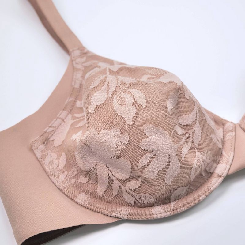 slide 6 of 6, Simply Perfect by Warner's Women's Side and Underarm Smoothing Lace Unlined Bra - Light Beige 36D: Medium Support, Adjustable Straps, 1 ct
