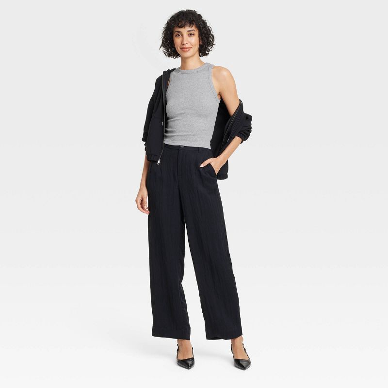 slide 3 of 4, Women's Slim Fit Cropped Ribbed Tank Top - A New Day™ Gray M: Cotton Modal Blend, Crew Neck, Sleeveless Pullover, 1 ct