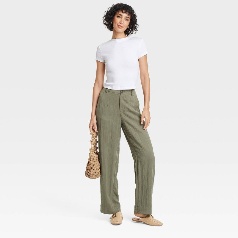 slide 3 of 4, Women's Slim Fit Short Sleeve Cropped Ribbed T-Shirt - A New Day™ White S: Cotton Modal Blend, Crew Neck, 1 ct