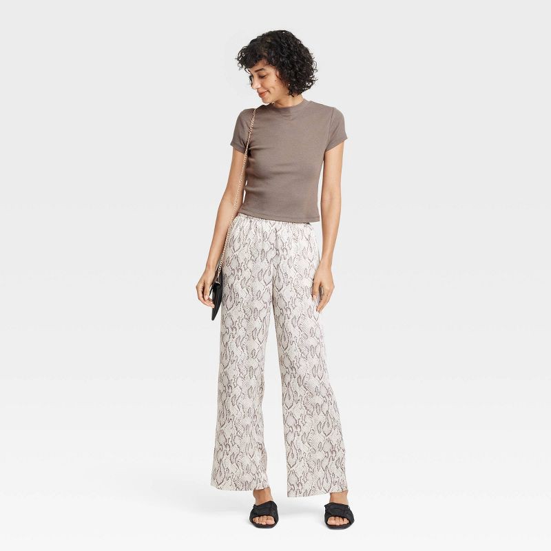 slide 3 of 4, Women's Slim Fit Short Sleeve Cropped Ribbed T-Shirt - A New Day™ Gray S: Cotton Modal Blend, Crew Neck, 1 ct
